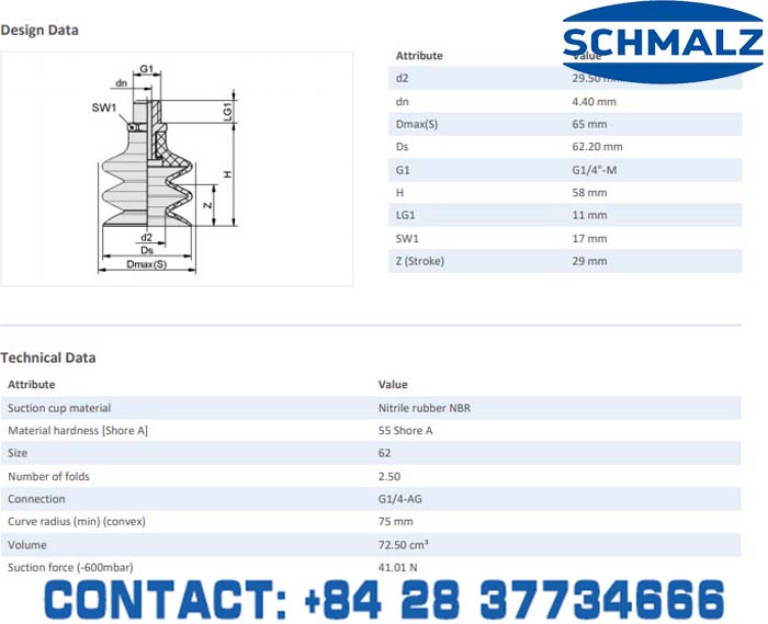 SUCTION CUP - 10.01.06.00032 - Vacuum Technology, Industrial Lifter in Vietnam, VACUUM SUCTION CUPS - Schmalz