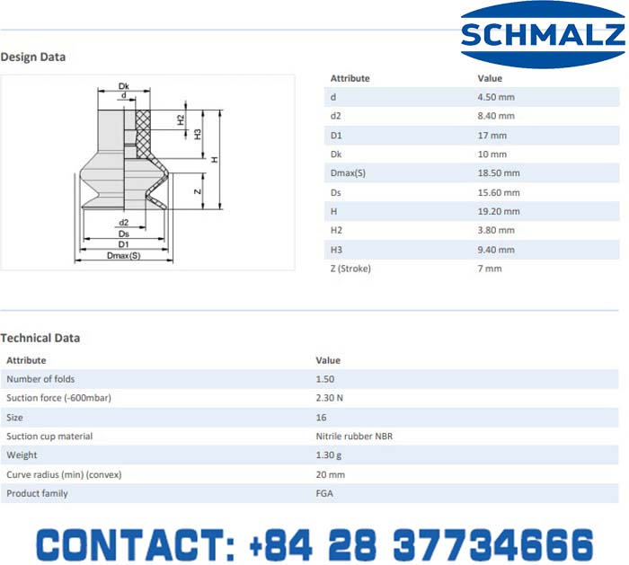 SUCTION CUP - 10.01.06.00096 - Vacuum Technology, Industrial Lifter in Vietnam, VACUUM SUCTION CUPS - Schmalz