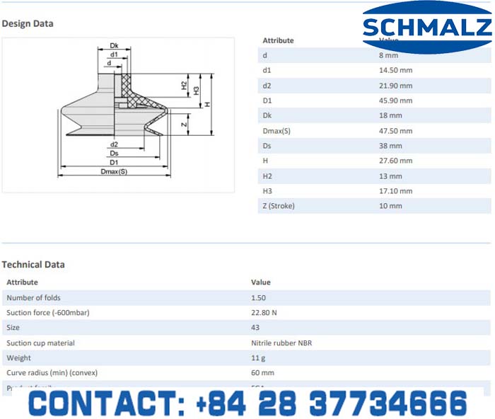 SUCTION CUP - 10.01.06.00131 - Vacuum Technology, Industrial Lifter in Vietnam, VACUUM SUCTION CUPS - Schmalz