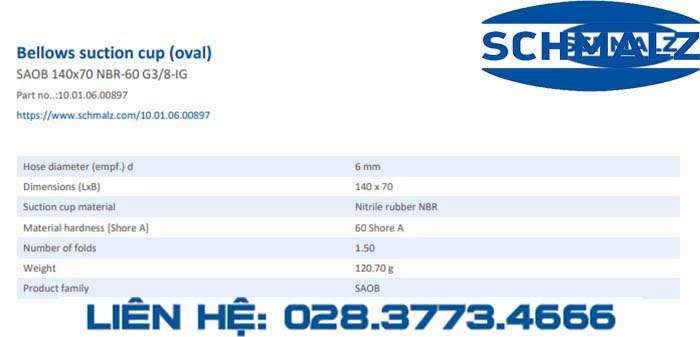 SUCTION CUP - 10.01.06.00897 - Phụ kiện thiết bị nâng hạ chân không, thiết bị nâng công nghiệp, Núm hút chân không - Schmalz