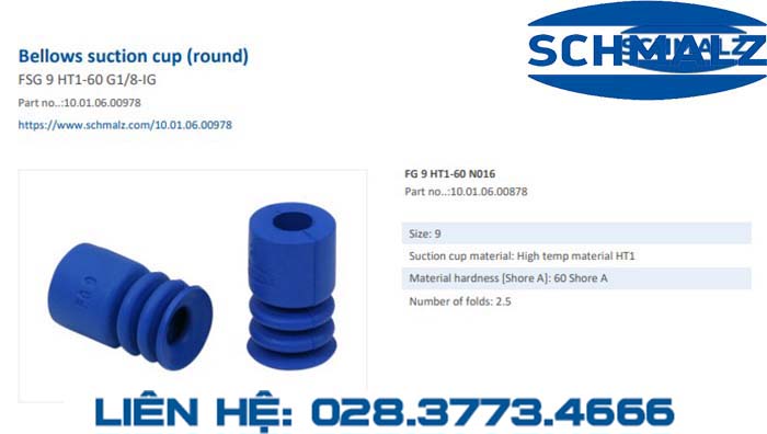 SUCTION CUP - 10.01.06.00978 - Vacuum Suction Cup, Vacuum Technology, Industrial Lifter in Vietnam - Schmalz - Schmalz