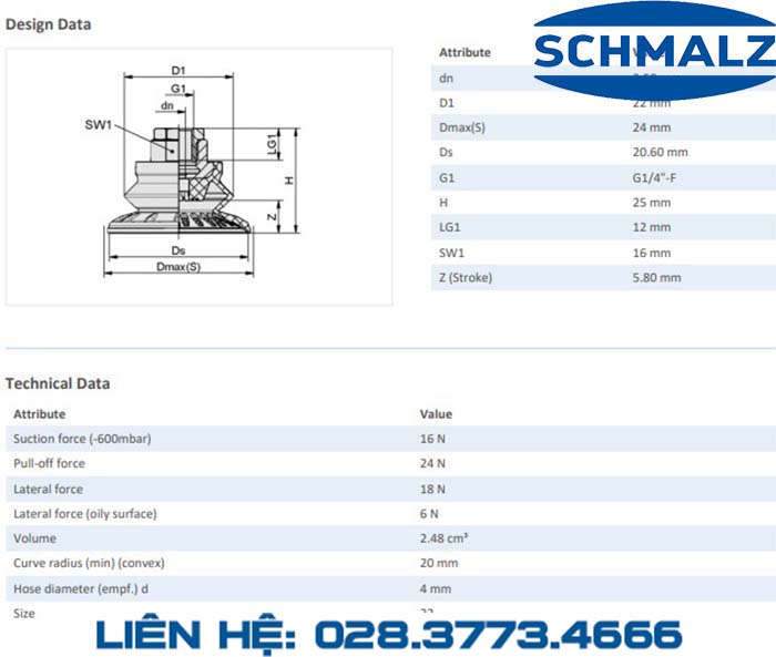 NÚM HÚT CHÂN KHÔNG - 10.01.06.01533 - Phụ kiện thiết bị nâng hạ chân không, thiết bị nâng công nghiệp - Schmalz
