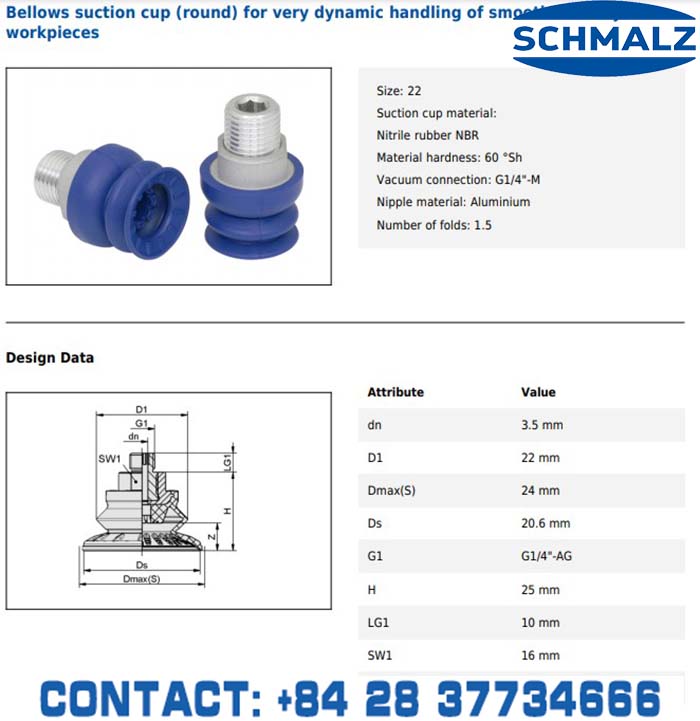 SUCTION CUP - 10.01.06.01653 - Vacuum Technology, Industrial Lifter in Vietnam, VACUUM SUCTION CUPS - Schmalz