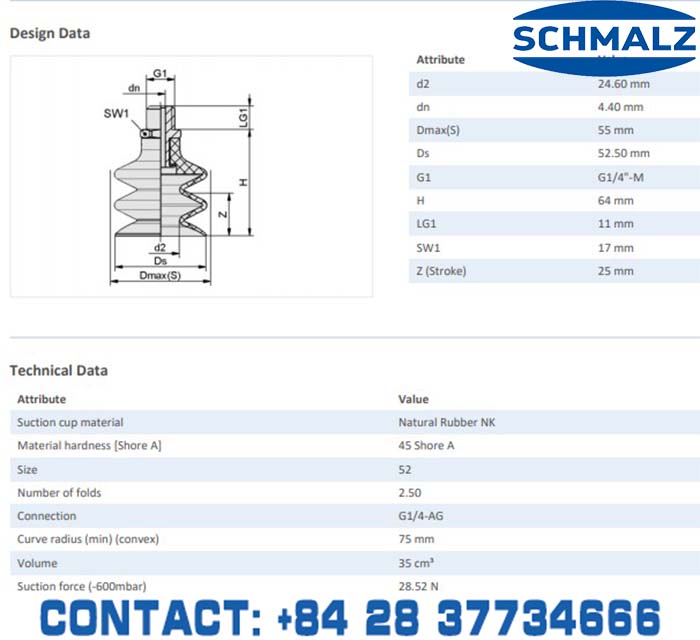SUCTION CUP - 10.01.06.02385 - Vacuum Technology, Industrial Lifter in Vietnam, VACUUM SUCTION CUPS - Schmalz