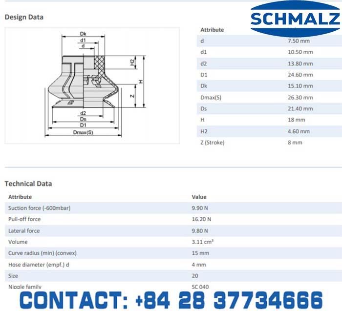 SUCTION CUP - 10.01.06.02452 - Vacuum Technology, Industrial Lifter in Vietnam, VACUUM SUCTION CUPS - Schmalz