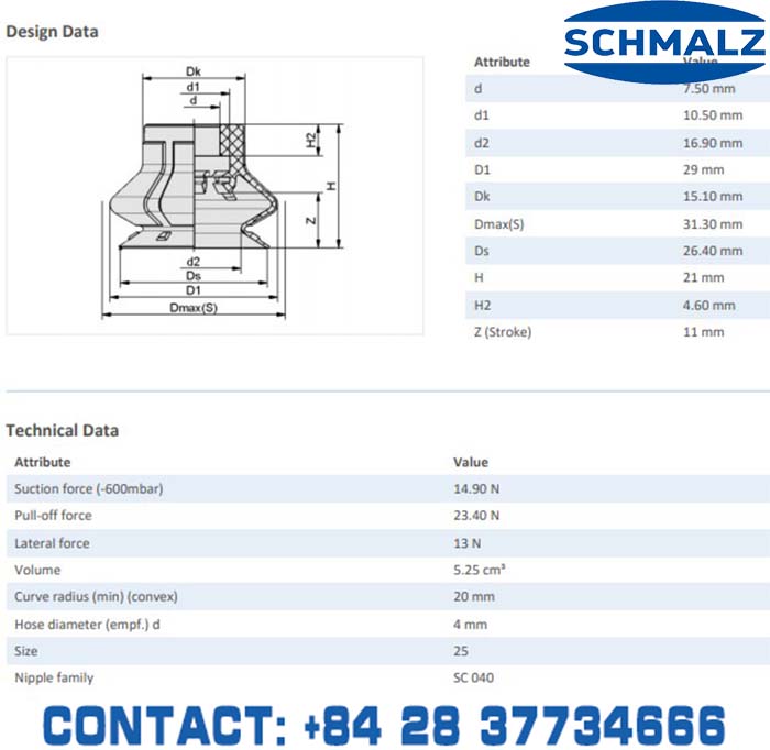 SUCTION CUP - 10.01.06.02490 - Vacuum Technology, Industrial Lifter in Vietnam, VACUUM SUCTION CUPS - Schmalz