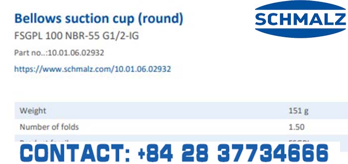 SUCTION CUP - 10.01.06.02932 - Phụ kiện thiết bị nâng hạ chân không, thiết bị nâng công nghiệp, Núm hút chân không - Schmalz