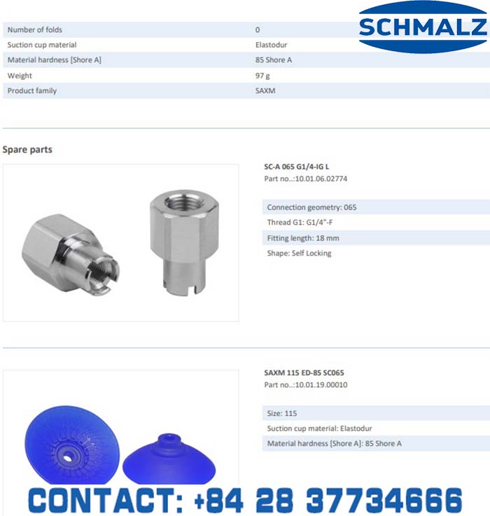 SUCTION CUP - 10.01.19.00044 - Vacuum Technology, Industrial Lifter in Vietnam, VACUUM SUCTION CUPS - Schmalz