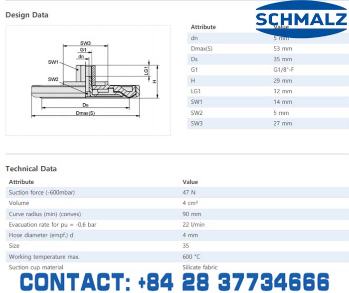SUCTION CUP - 10.01.23.00023 - Vacuum Technology, Industrial Lifter in Vietnam, VACUUM SUCTION CUPS - Schmalz