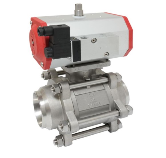 Ball valve-ZA DN40, with actuator EE85, weldneck stainless steel/PTFE-FKM